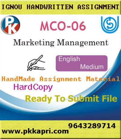 Ignou MCO-06 Marketing Management Handwritten Solved Assignment 2025 ...